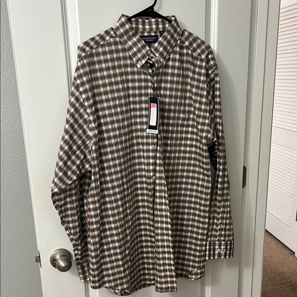 Roundtree & Yorke Brown Casual Button Down Shirt